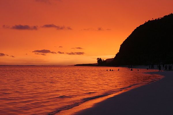 Samoja, Upolu Sala, Lalomanu pliažas saulėlydžio metu